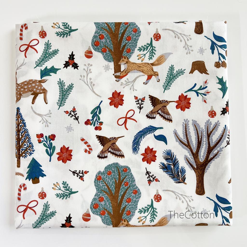 Бавовняна тканина для рукоділля - Новорічна тканина, Святковий ліс