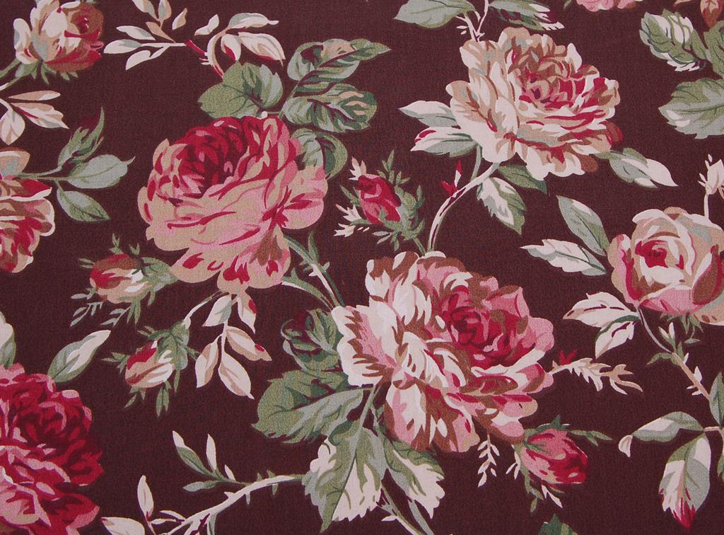 14.245.1. Лоскути - Сатин - Бордові рози на коричневому