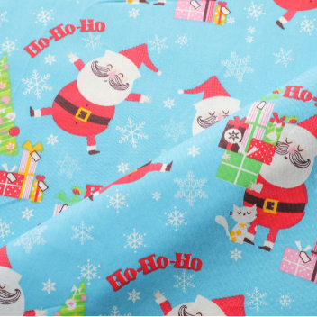 14.506.16. Лоскуті - Сатін - Веселий Санта на блакитному