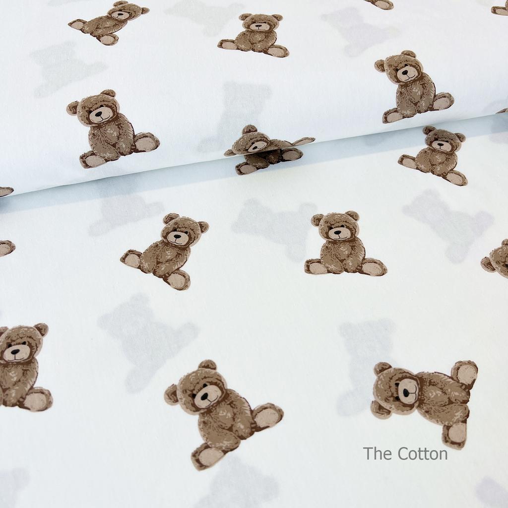 Сатин, бавовна 100% - дитячі тканини The Cotton - Ведмедики на молочному