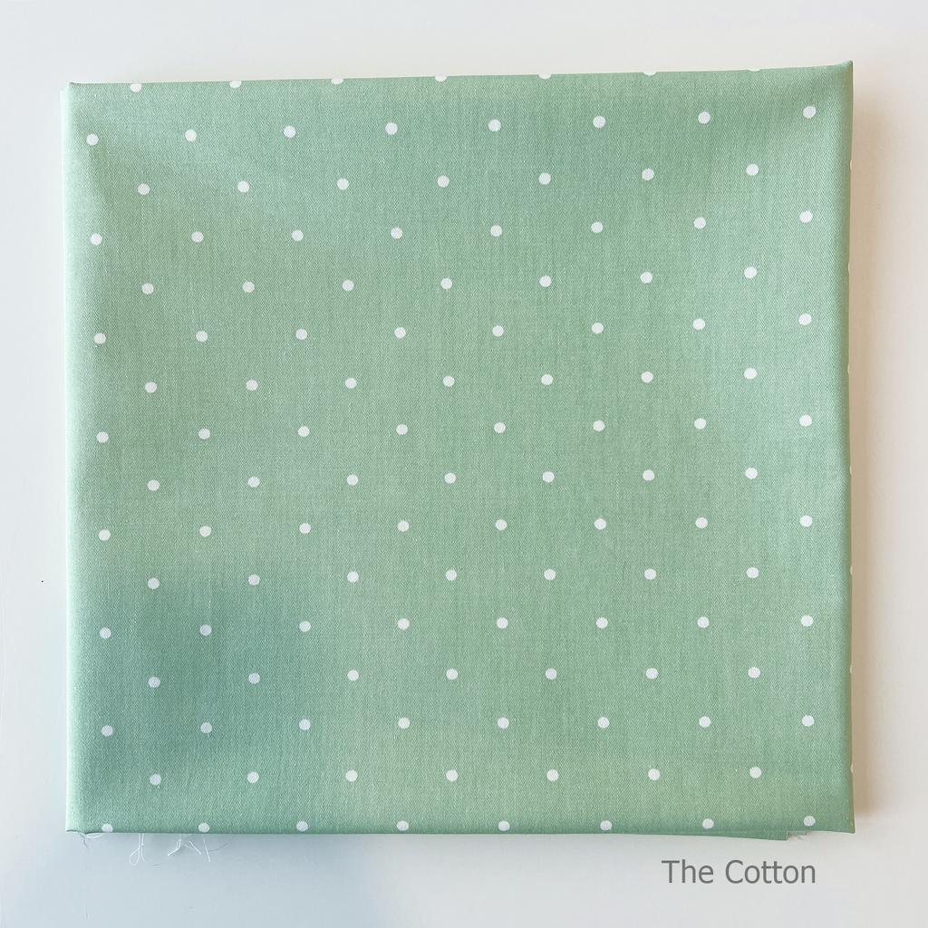 Тканина бавовняна, сатин, Горошок, на світло-зеленому