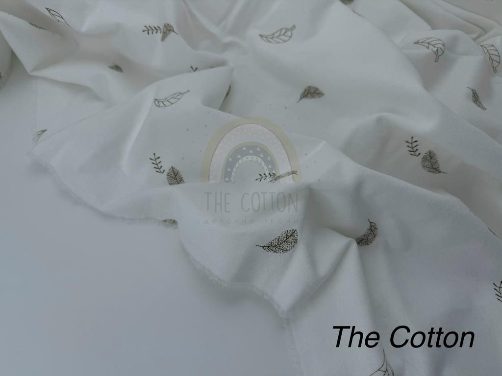 Фланель - Листочки коричневі на білому