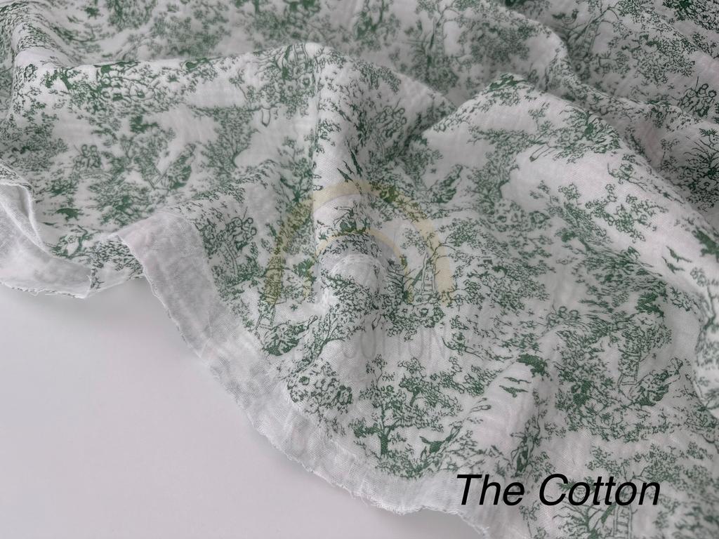 Муслін - Діор зелений  на молочному