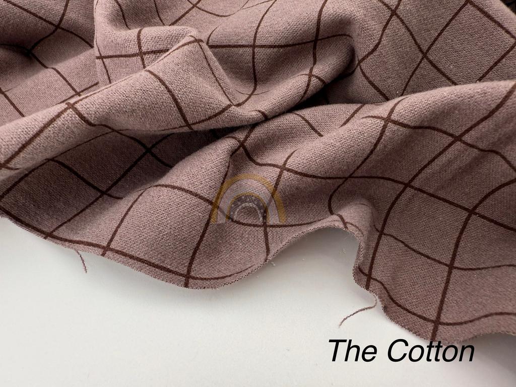 Фланель - Тепла бавовна - Клітинка на коричневому