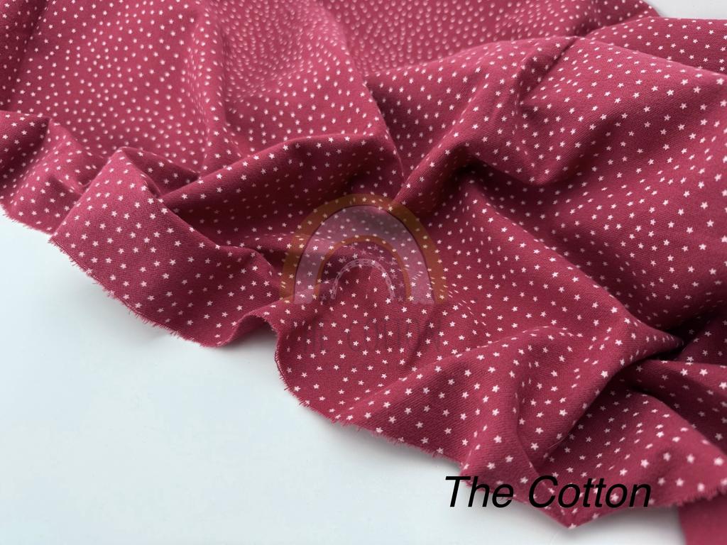 Фланель - Зірочки дрібні білі на бордовому