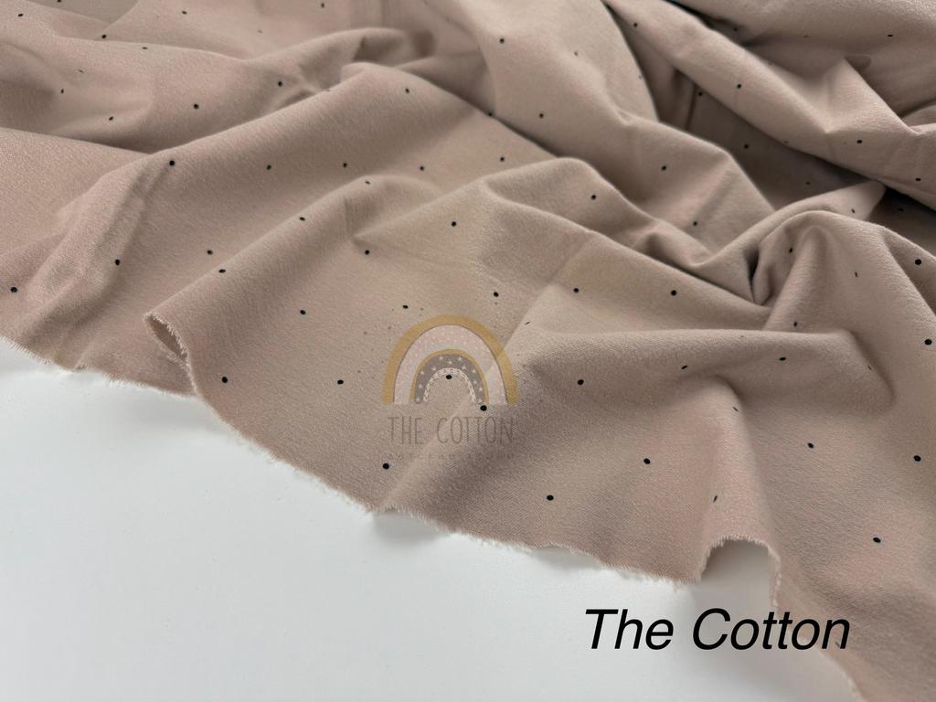 Фланель - Крапочки чорні на бежевому