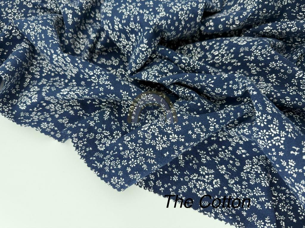 Фланель - Тепла бавовна - Квіти ромашкове поле на синьому