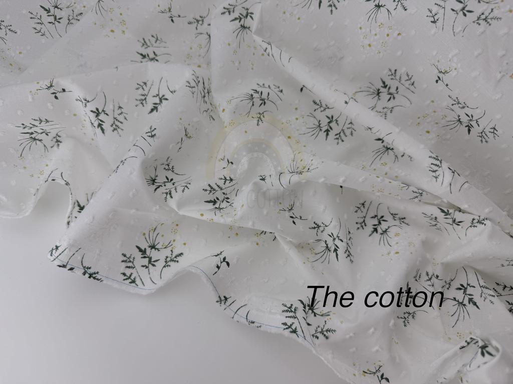 Батист в  мушку - Квіти мімози на молочному