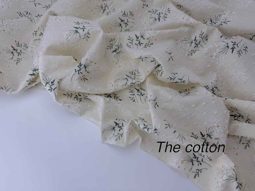 Батист в  мушку - Квіти мімози на айворі