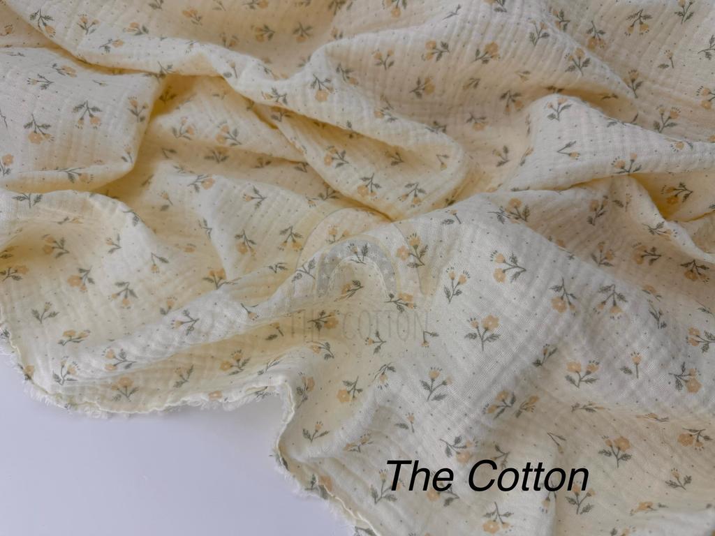 Муслін двошаровий - Квіти прованс  на айворі