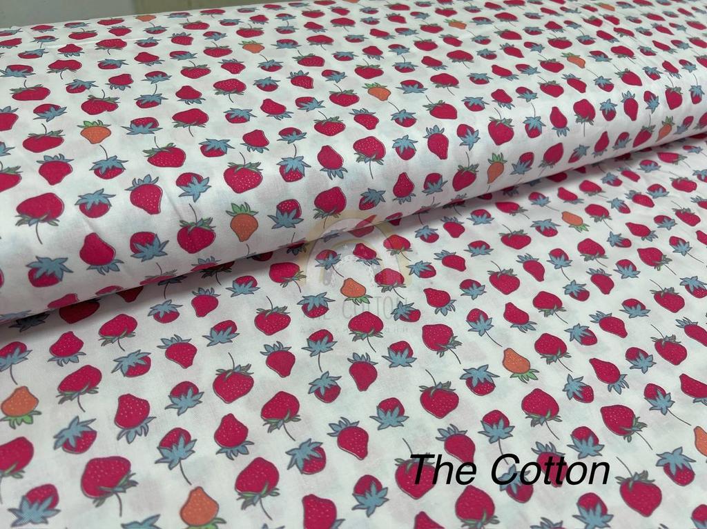 Бавовна Сатин - Полуниця на молочному