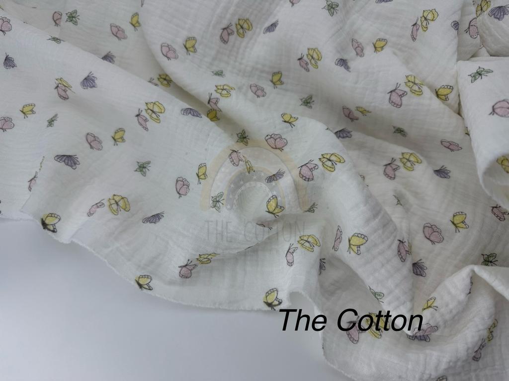 Муслін двошаровий - Метелики кольорові на молочному