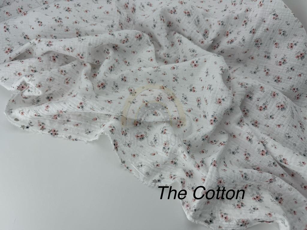 Муслін - Квіти дрібні букети на молочному