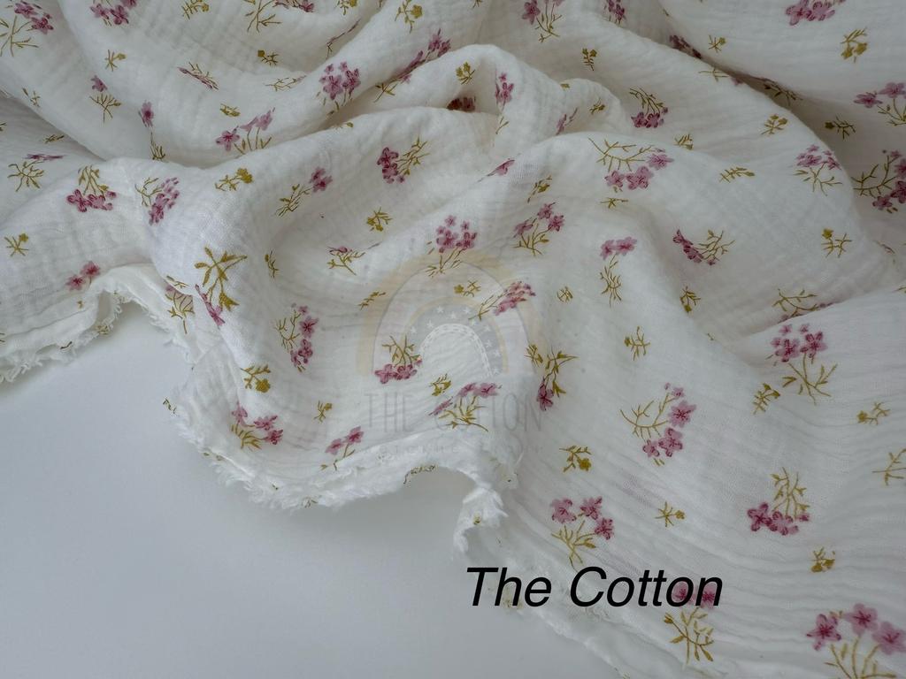 Муслін - Квіти букети на молочному