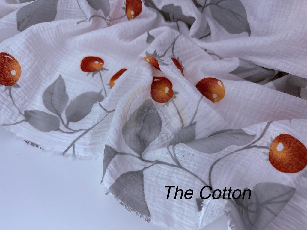 Муслін - Листя з ягодами на молочному