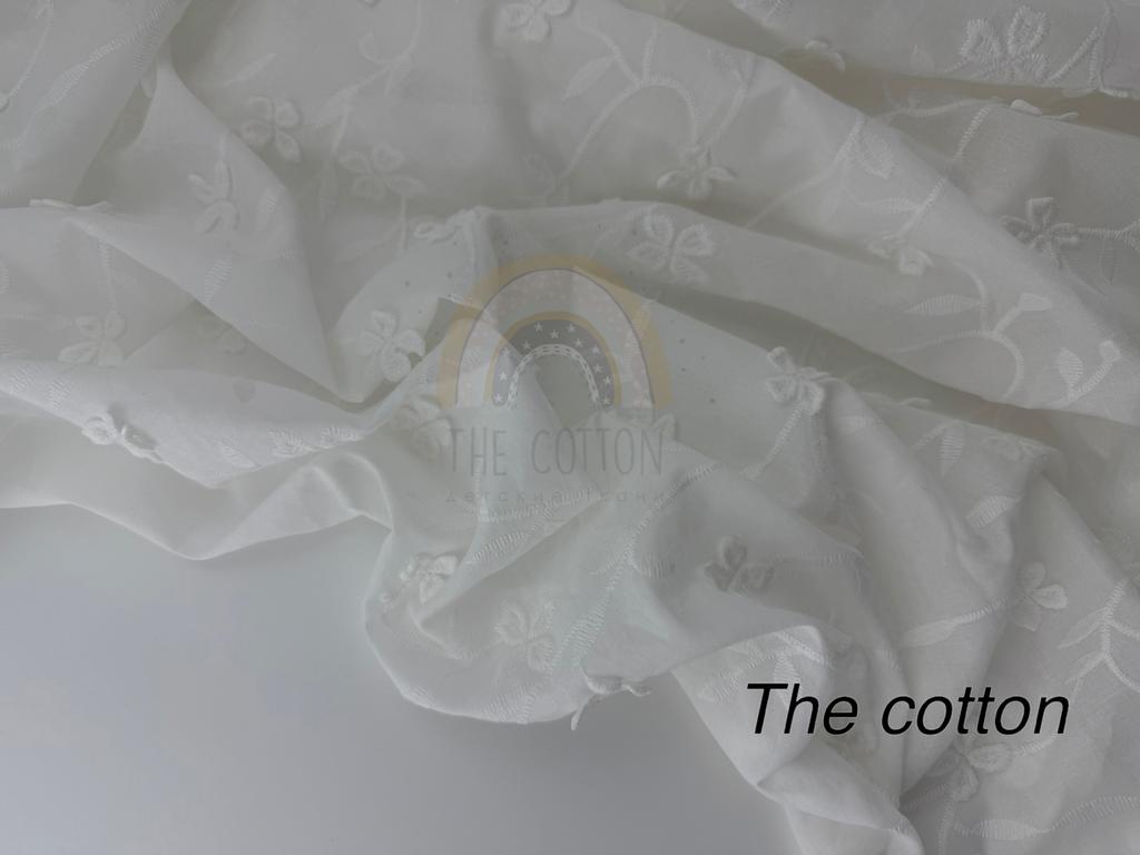 Батист вишивка - Вишивка квіти нашиті на молочному C168