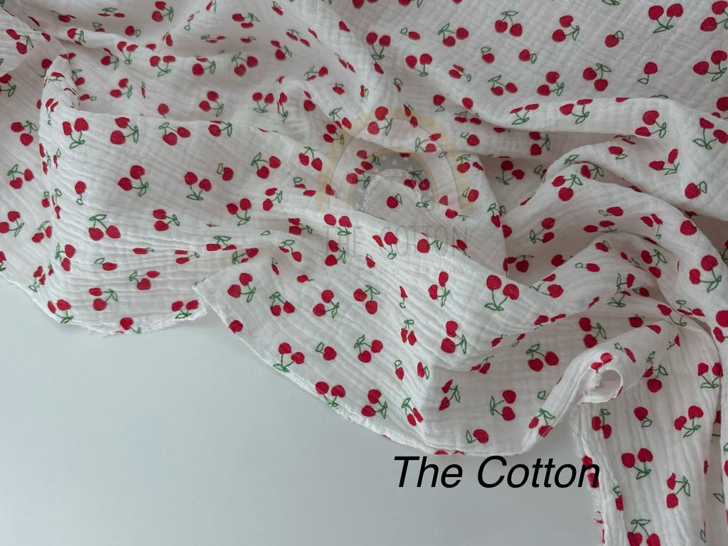 Муслін - Вишеньки червоні на молочному