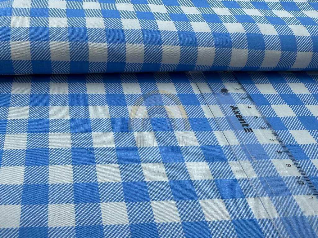 Бавовна Сатин - Маленькі квадрати  на біло-блакитному SP 1006