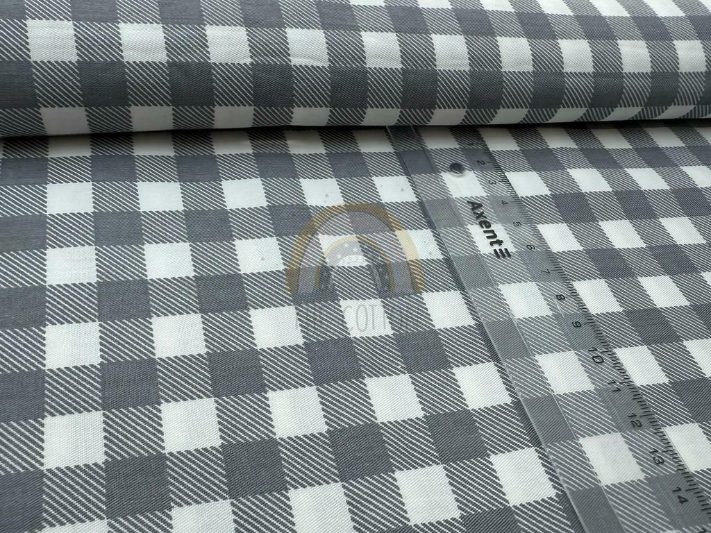 Бавовна Сатин - Маленькі квадрати  на біло-сірому SP 1004