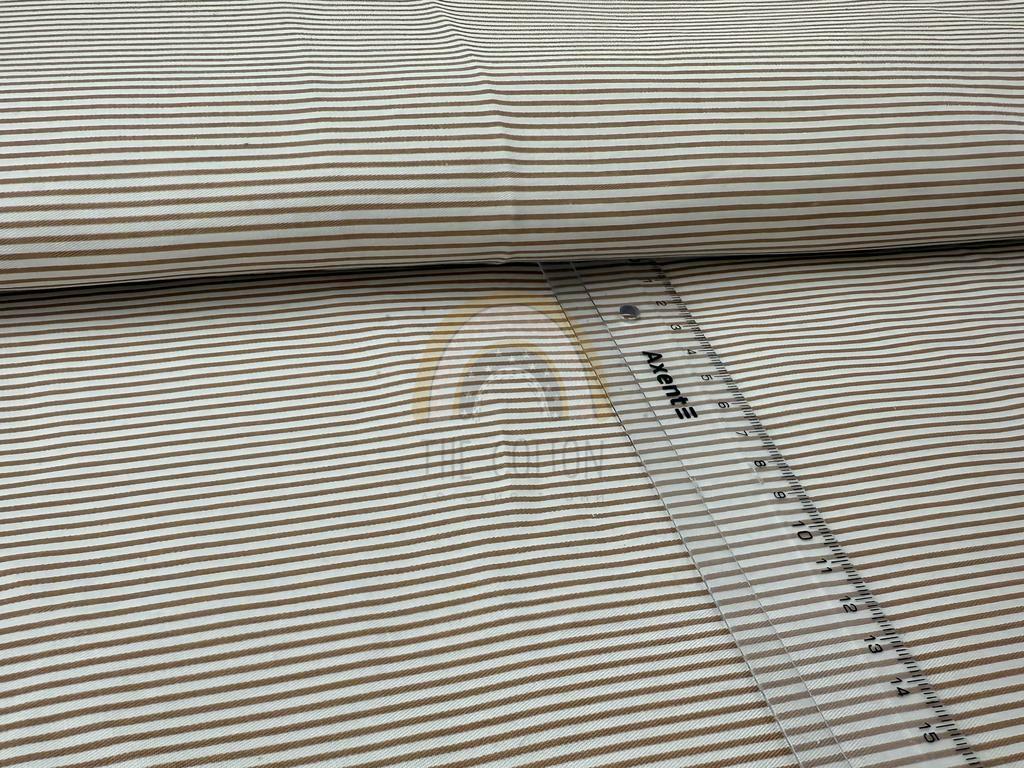 Бавовна Сатин - Коричнева густа смужка на білому SP 1027