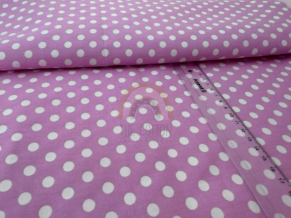 Бавовна Сатин - Середній білий горошок на рожевому SP 1029