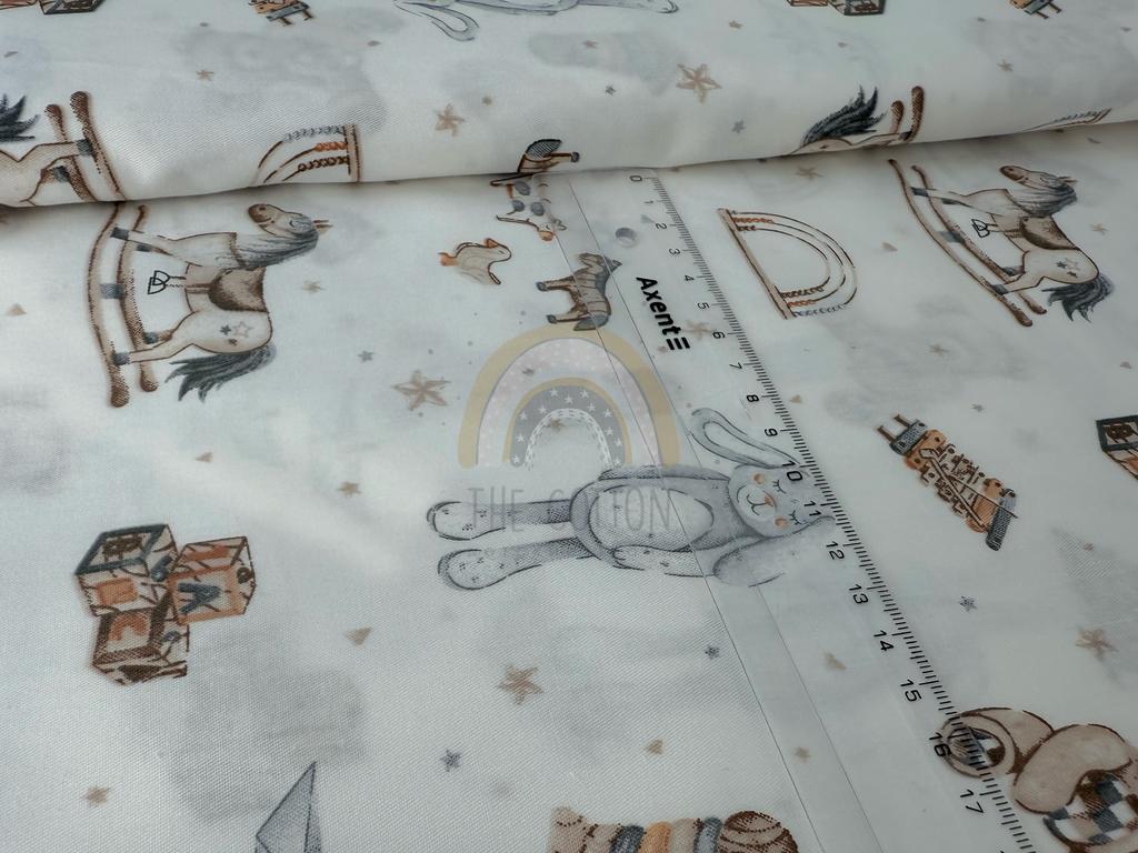 Бавовна Сатин - Дитячі іграшки на білому SP 1044