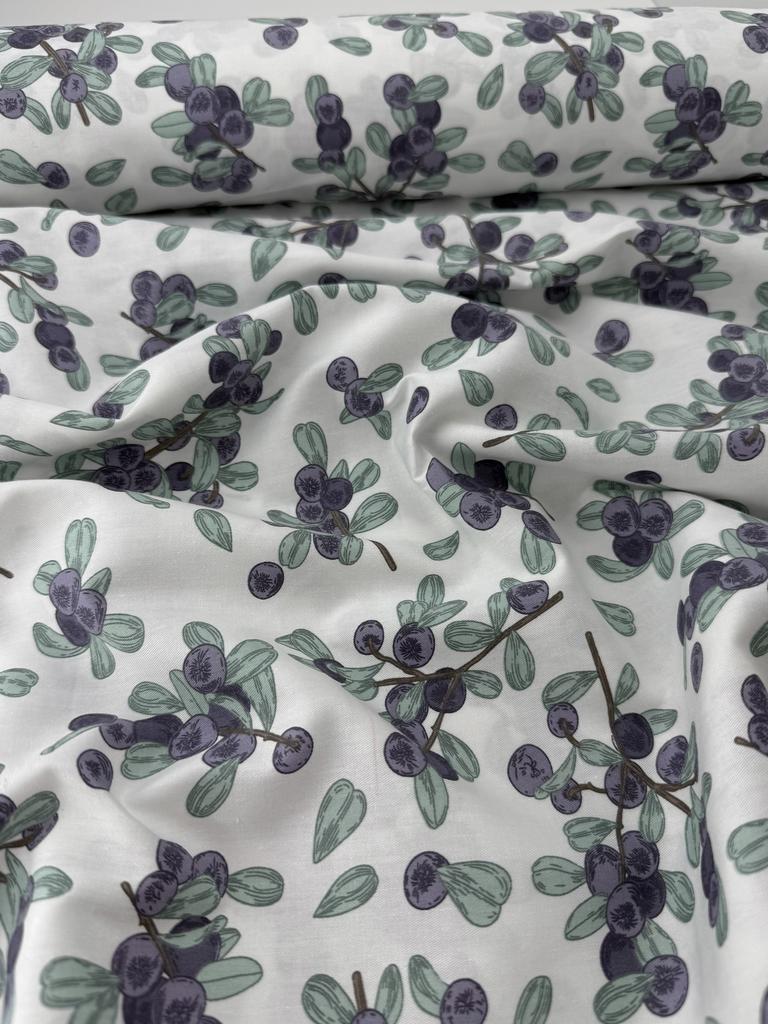 Бавовна Сатин - Сливи на гілці на білому SP 1059