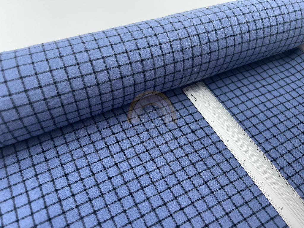 Сорочкова фланель  -  Сорочкова тканина принт клітинка Чорно-синя