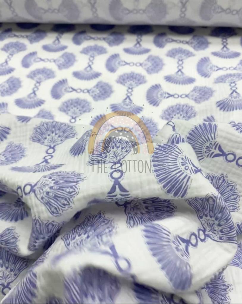 Муслін двошаровий - Вензеля на молочному M 5074 C2