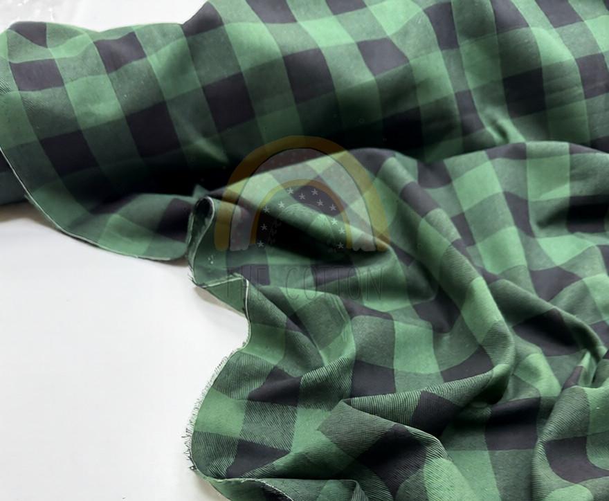 Сорочкова фланель  -  Сорочкова фланель  принт геометричний чорно-зелена DENNIS-D2C5