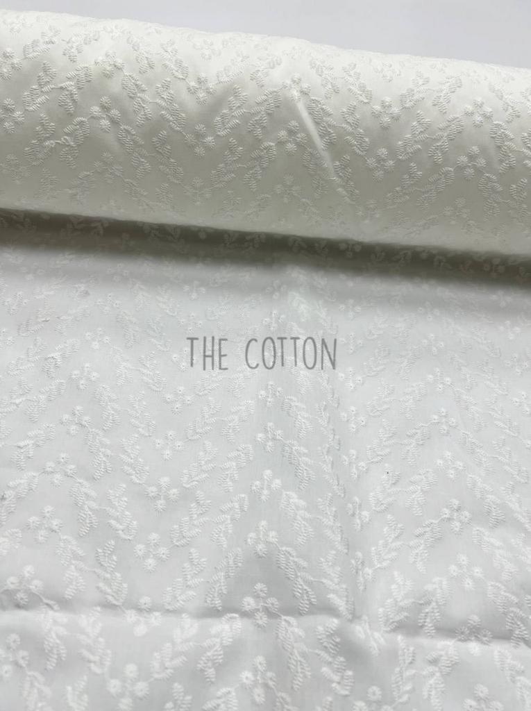 Батист вишивка набивна - принт квіти колоски на молочному BV 0117