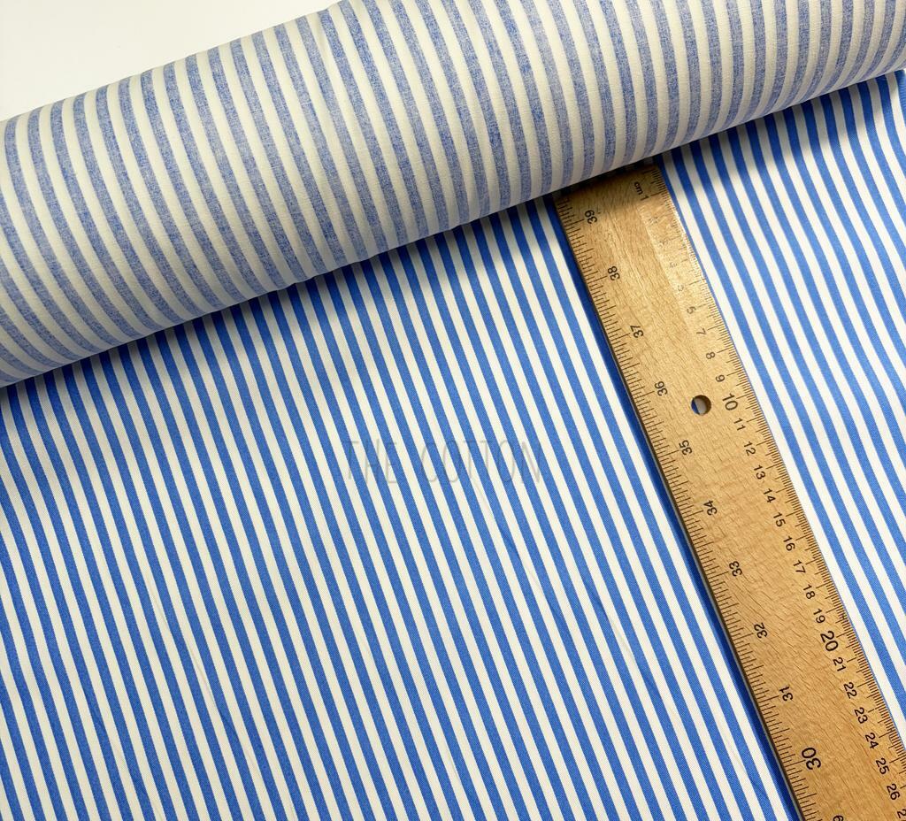 Бавовна Сатин - смужка синя (0.5 см) на молочному SP 1244