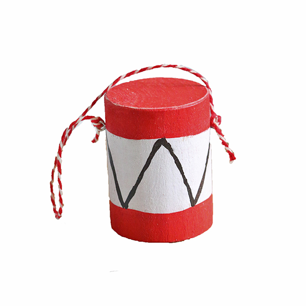 Підвіска ялинкова дерев'яна "Барабан червоний" DreamWood