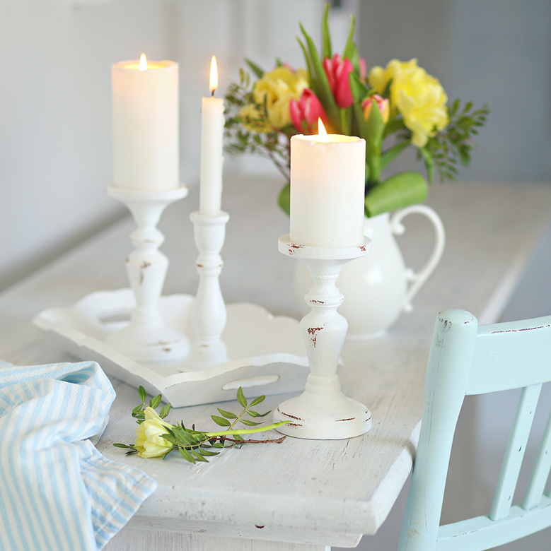 Подсвечник точёный белый для свечи 6,5см DreamWood