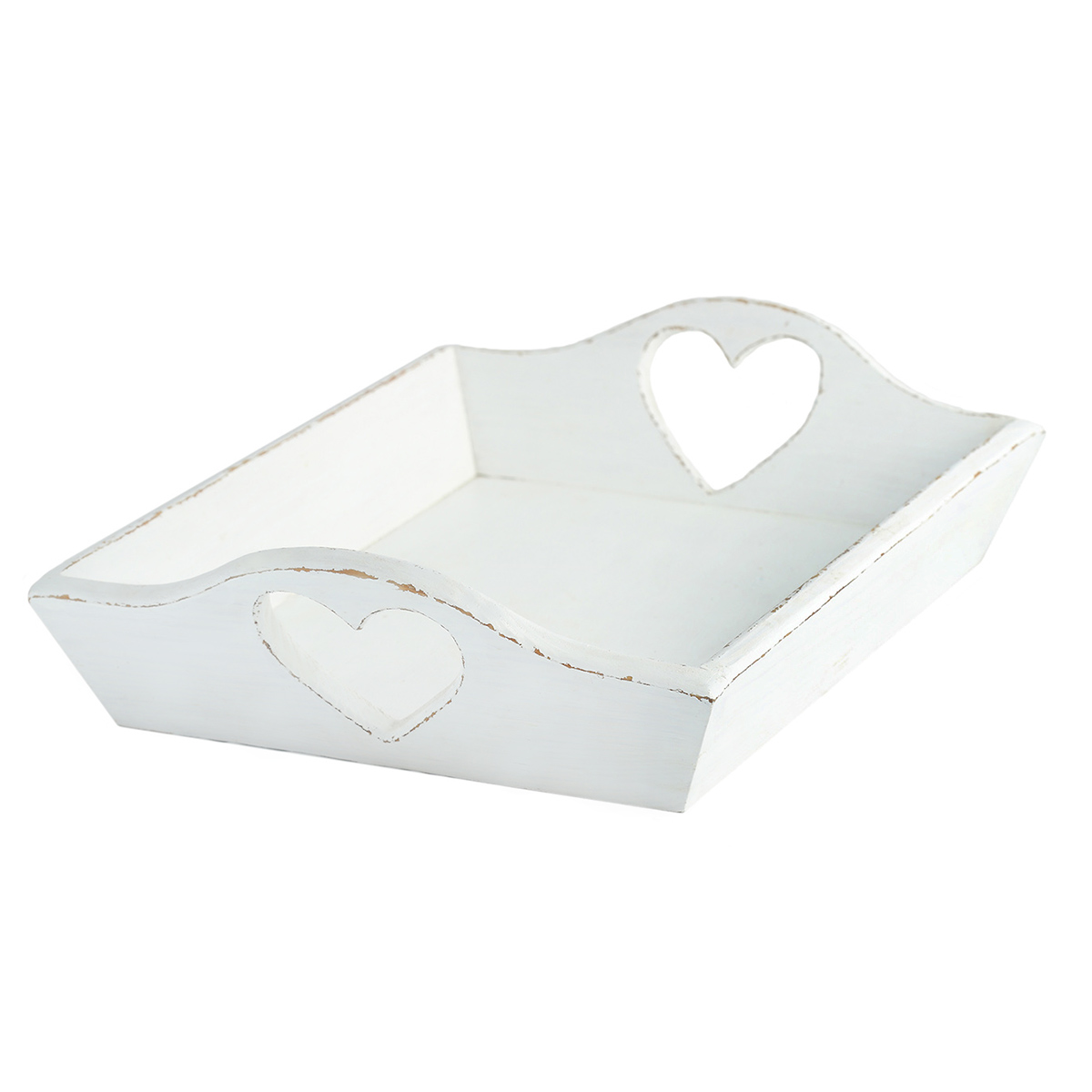 Піднос дерев'яний із сердечком білий маленький 33см DreamWood