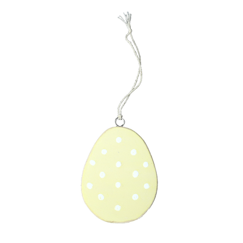 Підвіска дерев'яна "Яйце пасхальне" жовте в горох 7см DreamWood