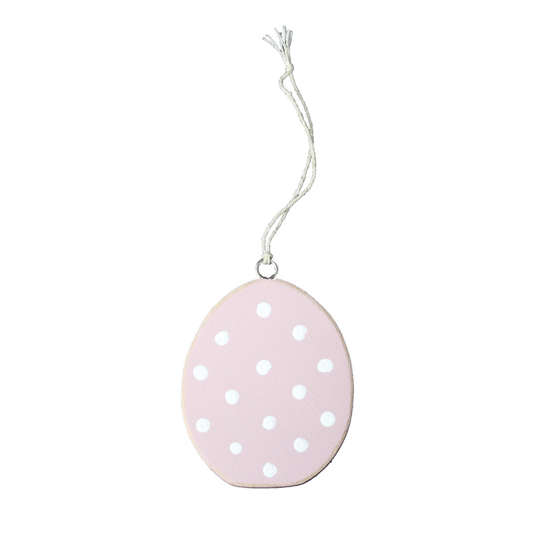 Підвіска дерев'яна "Яйце пасхальне" рожеве в горох 7см DreamWood