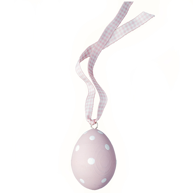 Підвіска дерев'яна "Яйце пасхальне" рожеве зі стрічкою 6см DreamWood