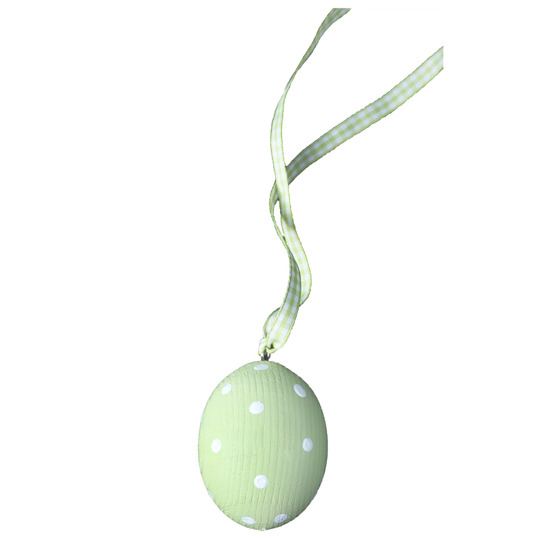 Підвіска дерев'яна "Яйце пасхальне" зелене зі стрічкою 6см DreamWood