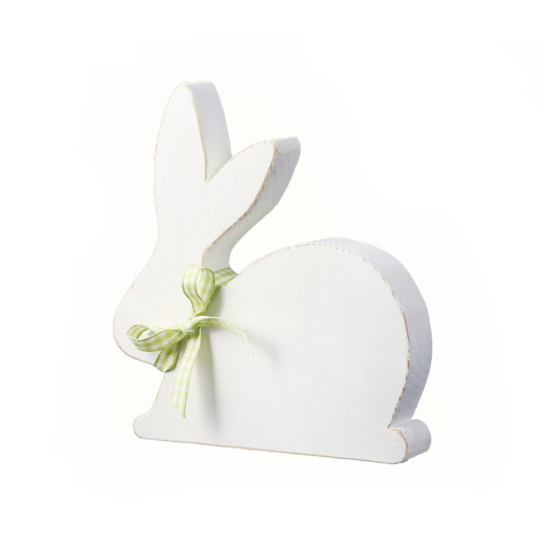Фігурка дерев'яна "Зайчик" із зеленою стрічкою 12см DreamWood