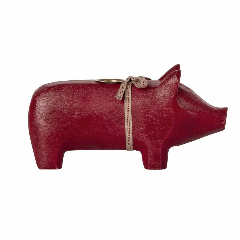 Підсвічник червоний "Свинка" 17см для свічки 2см Maileg