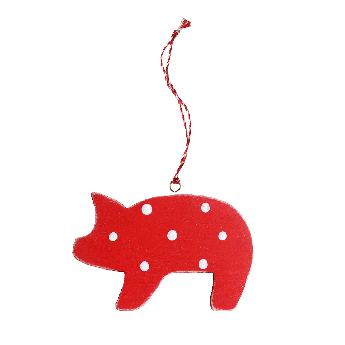 Підвіска дерев'яна "Свинка" червона в горох DreamWood