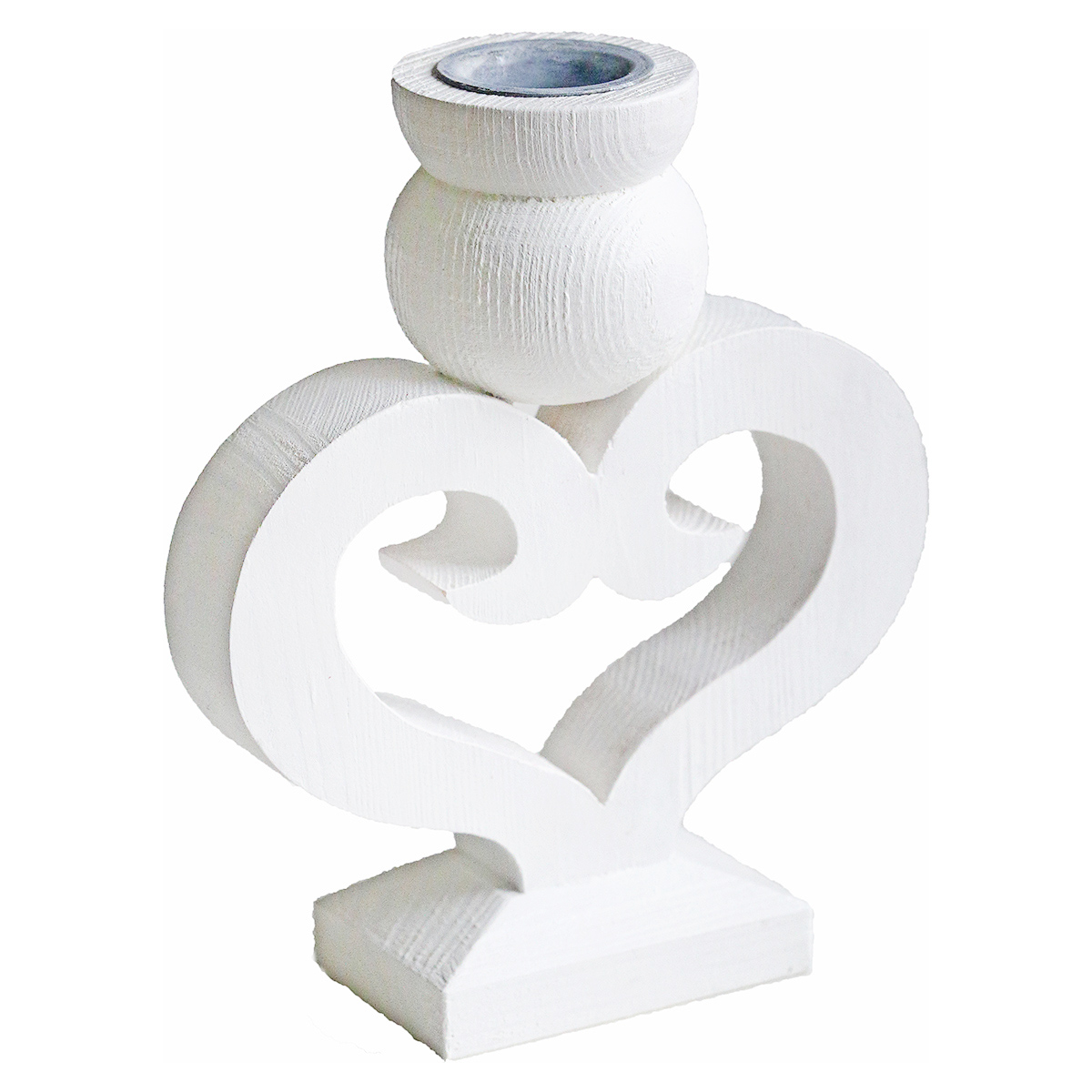 Підсвічник дерев'яний "Скандинавське серце"  білий DreamWood