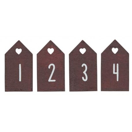 Номери для свічок 2х4см дерев'яні червоні 4шт Ib Laursen