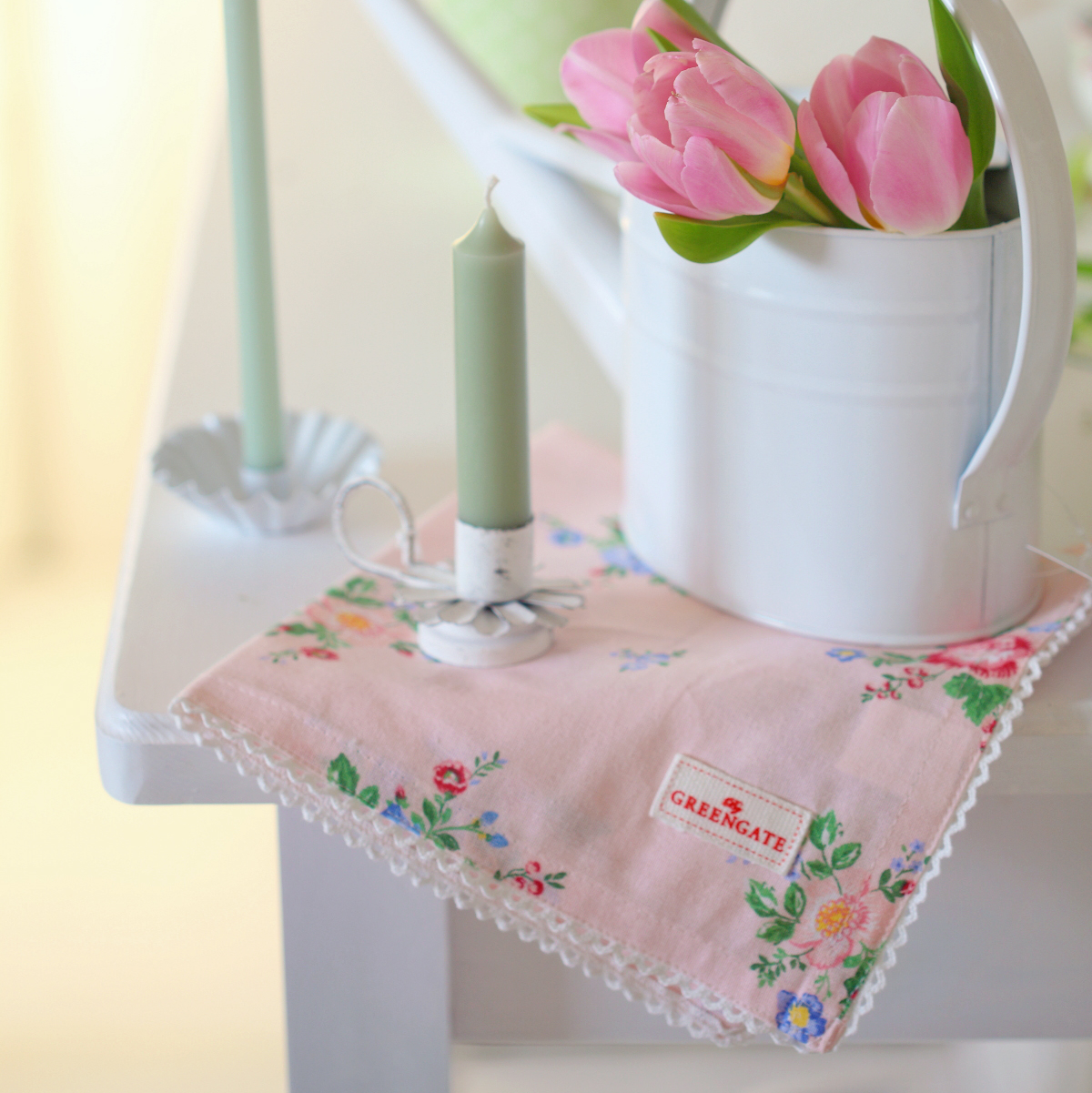 Серветка з мереживом 40х40см Roberta Pale Pink GreenGate