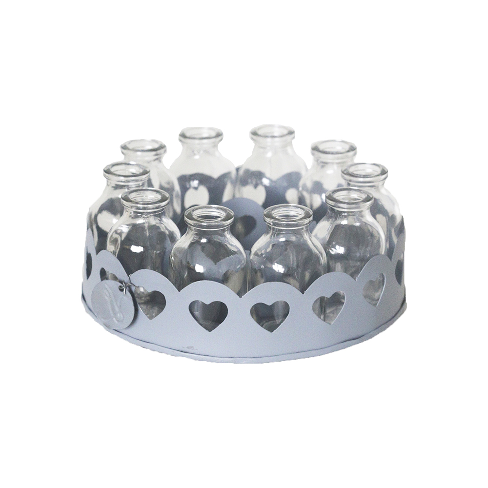 Пляшечки 10шт у круглій корзинці VL Home