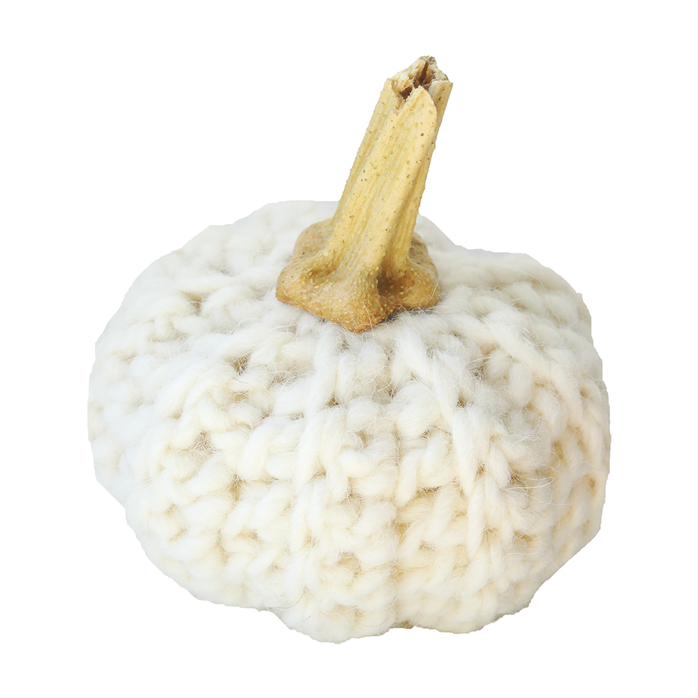 Гарбузик декоративний в'язаний 10см білий