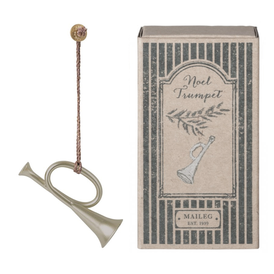 Підвіска ялинкова металева "Труба" 7,5см срібна Maileg