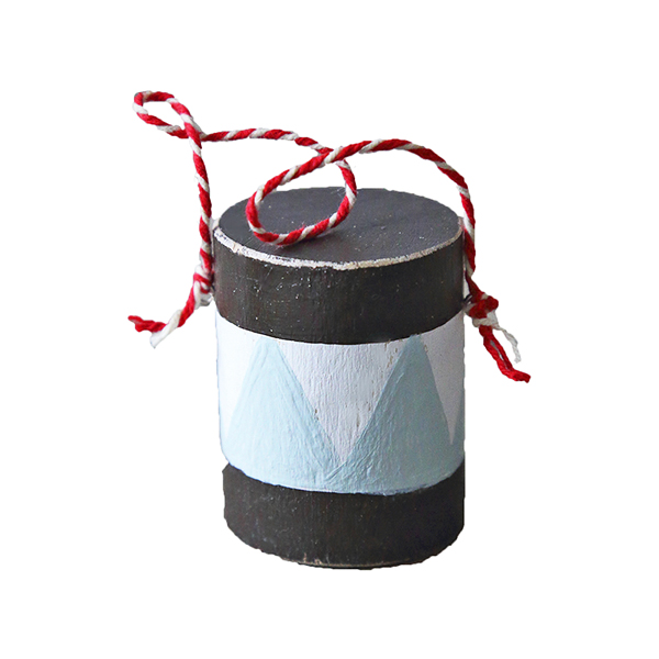 Підвіска ялинкова дерев'яна "Барабан" коричневий з голубим 5см DreamWood