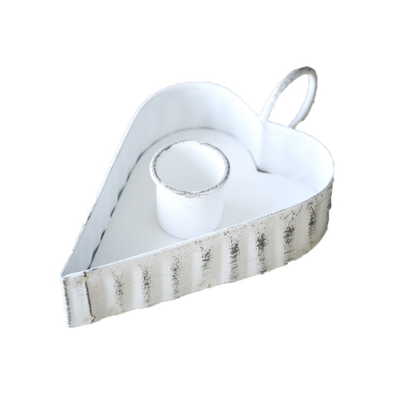 Підсвічник металевий "Серце" білий 10см VL Home